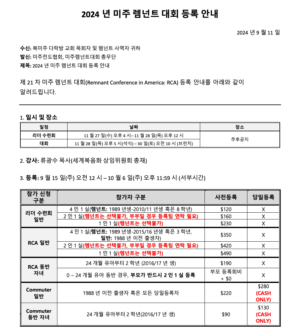 RCA information kor 1